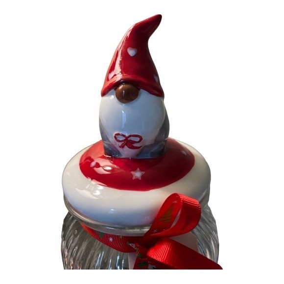 Storage Jar African American Gnome Glass Canister Small Holiday Decor - Picture 1 of 5